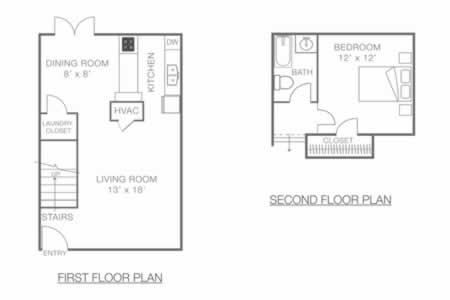 One Bedroom / One Bath TH - 750 Sq. Ft.*